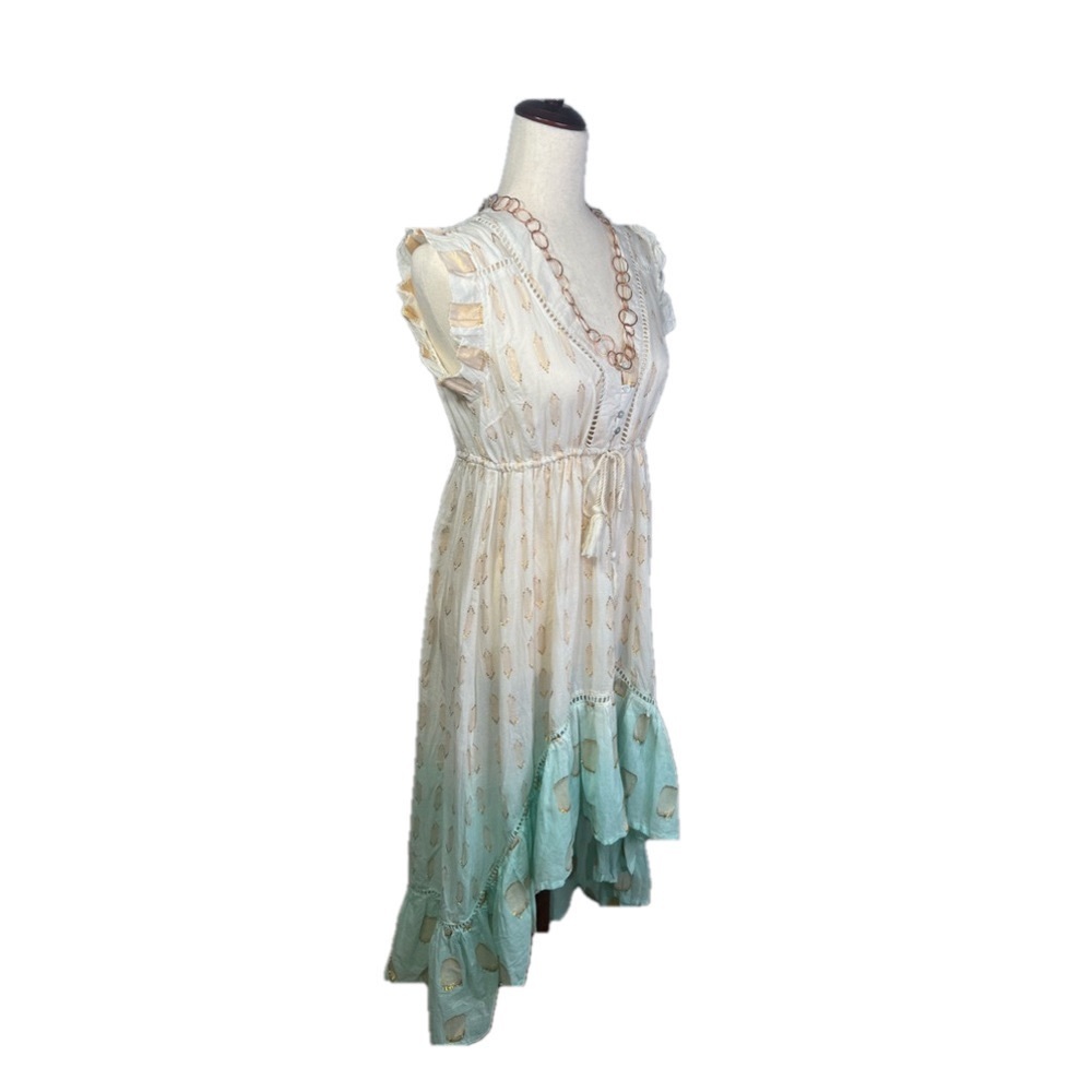 #127 $136 Retail Aqua Cotton High Low Cover Up